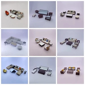 1:24 Diorama Sofa Chair Model Set Garage Showroom Furniture Model Prop Accessory - Picture 1 of 30