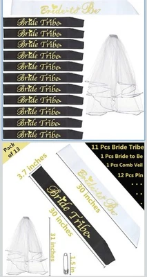 Bride Tribe Bridesmaid Sashes 12 With 1 Veil - Image 1 of 2