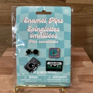 Retro Enamel Pins - Record Player, Cassette Camera, & Sun Glasses Set - Picture 1 of 3