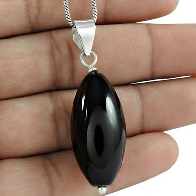 Pendente In Onice Naturale In Argento Sterling 925 Gioielli Indiani Per Donne - Immagine 1 di 4