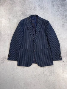 Suitsupply Havana FL Men's Tuxedo Striped Blazer 2 Pieces Linen/Silk Jacket - Picture 1 of 9