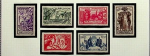 REUNION Sc 167-73 LH SET+SOUVENIR SHEET OF 1937 - COLONIAL ARTS EXPO - (CA25) - Picture 1 of 2