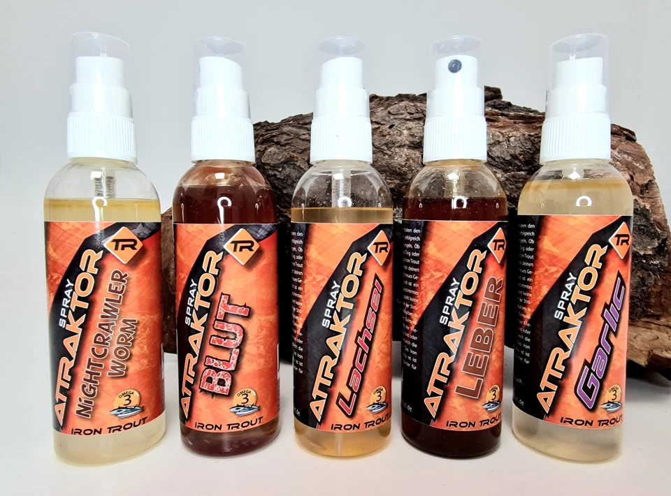 Iron Trout Attraktor Booster Spray Forelle 100ml Garlic Blut Worm Leber Lachsei - Bild 1 von 1