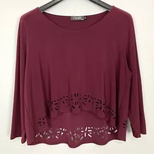 Maglia Sympli taglio laser donna taglia 18 orlo ritagliato alto basso strati Lagenlook - Foto 1 di 4