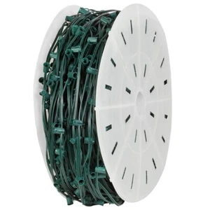 1000' C9 Christmas Light Spool GREEN Wire 800 Sockets SPT-1 Wire 15" Spacing - Picture 1 of 1