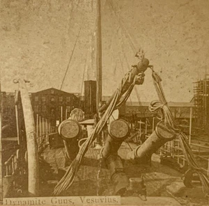 United States Navy Vesuvius Dynamite Gun Cruiser Old Photo Stereoview - Picture 1 of 6