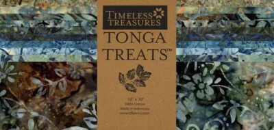 Stormy Sea Batik Treat 10x10" Squares cotton quilt fabric Timeless 42 Pieces - Image 1 of 4