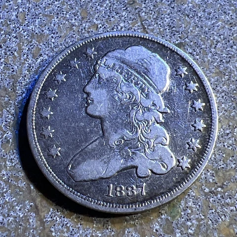 1837 SILVER CAPPED BUST LIBERTY QUARTER COIN T-345 Cover