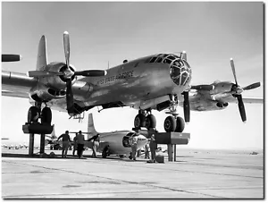 Chuck Yeager - Bell X-1 Being Mated with the B-29 Motherplane 8" x 10" B&W Photo - Picture 1 of 1