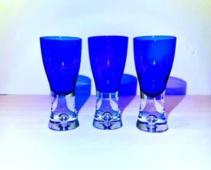 Krosno Kobaltblau Tao Bubble Pils Glas 3er Set - Bild 1 von 4