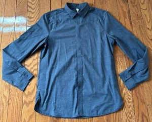 Camisa Lululemon A Presión Con Botones Para Hombres Mediana Azul Patrón Comisión Vestido Informal - Imagen 1 de 6