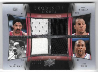 WILT CHAMBERLAIN/JULIUS ERVING/MOSES MALONE 09 UD EXQUISITE 8'S GAME JERSEY #/10 - Image 1 of 2