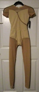 Mariia kurzärmelige Leggings offener Rücken Unitard Body Nude Petite Neu mit Etikett - Bild 1 von 6