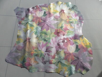 Goatskin leather hide Impressionist Style Tropical Floral Print full bodied - Image 1 of 4