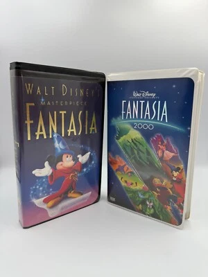 Lot of 2 Disney VCR Tapes- Fantasia 2000 & Masterpiece Fantasia Foto 1 de 4