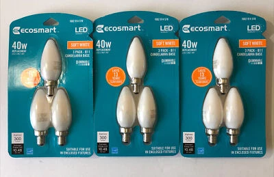 EcoSmart 40-Watt Equivalent B11 Candle Dimmable Energy Star Frosted Glass Lot 3 - Image 1 of 2