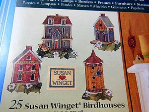 Susan Winget set of 25 Bird Houses Wallies Wallpaper Cutouts Gardening Country - Picture 1 of 3