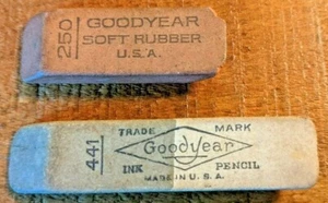 VINTAGE Goodyear Ink Rubber Erasers "250 & 441" - Advertising, Great Display! - Picture 1 of 5