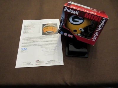 BART STARR JIM RINGO HOF PACKERS SIGNED AUTO RIDDELL MINI HELMET JSA LOA BEAUTY - Image 1 of 4