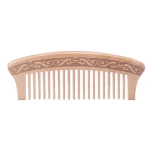 Wooden Wide Tooth Comb Natural Peach Massage Beauty Hair Care - Picture 1 of 8