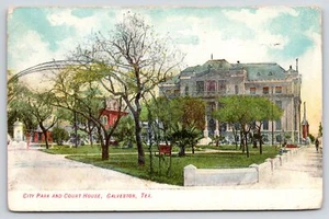 Galveston Texas~County Courthouse~Arch Over Sidewalk~City Park Monuments~1909 - Picture 1 of 2