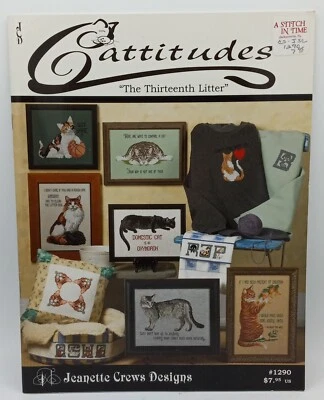 Jeanette Crews Cattitudes Thirteenth Litter Cross Stitch Pattern #1290 Booklet - Image 1 of 2