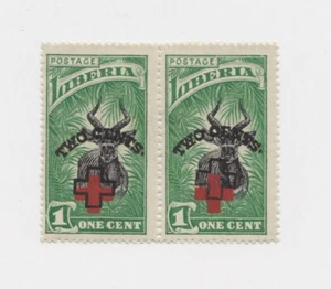  1918 Liberia Error Offset Red Cross  # B3 PAIR 1c   - Picture 1 of 2