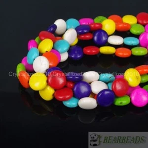"Espaciador de monedas de caramelo redondo Howlite azul mezclado turquesa de 12 mm cuentas sueltas de 16" - Imagen 1 de 24