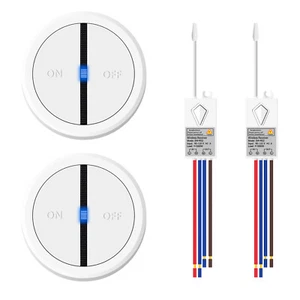 Wireless Light Switch Receiver Kit 110V Mini Remote Control Wall ON/OFF 2Packs - Picture 1 of 12
