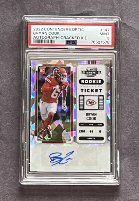 2022 Panini Contenders Optic #147 Bryan Cook Cracked Ice Auto /22 RC PSA 9 - Image 1 of 3