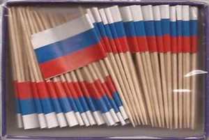 One Box of 100 Russia Toothpick Flags, 100 Small Mini International Flags - Picture 1 of 1