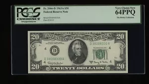 DBR 1963-A $20 FRN Cleveland Fr. 2066-D PCGS 64 PPQ Serial D38008330A - Picture 1 of 2