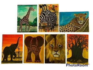 7/Unique Original African Wildlife Painting 4-5/8”x6-1/2”on Postcard, by ZIKHALI - Picture 1 of 10
