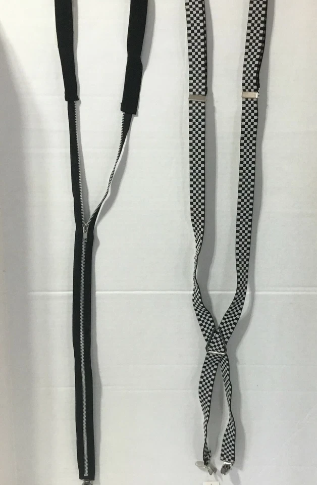 Suspenders  Adults Teenagers Women (USA Seller) Black white Checkered & zip j37 - Image 1 of 1