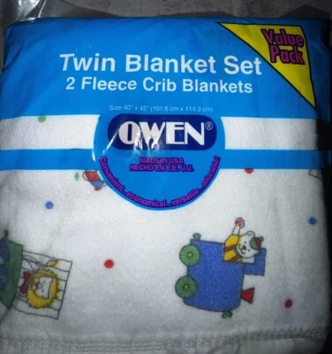 Kmart Vintage Owen Zoo Circus Clown Polyester baby blanket set NOS 40”x 45” HTF - Image 1 of 4