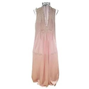 Camicia da notte da sposa vintage Eve Stillman rosa lunga setosa dettaglio floreale e pizzo - Foto 1 di 8