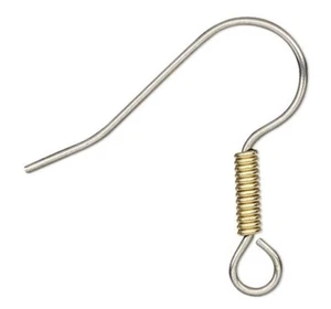 Alambre para orejas, 50 acero inoxidable calibre 21 19 mm anzuelo bobina chapados en oro - Imagen 1 de 2