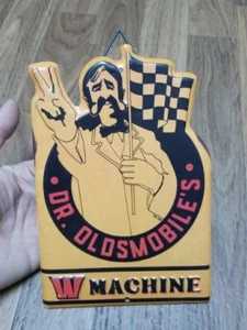 Retro Vintage Style DR. OLDSMOBILE'S W MACHINE Embossed Tin Sign 8" - Picture 1 of 4