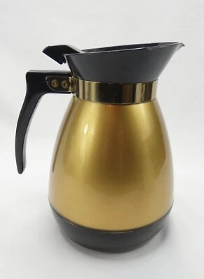 "Jarra West Bend Thermo Serv jarra de café negra dorada jarra de 9"" de alto vintage" Foto 1 de 4