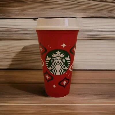 Starbucks Christmas Tumbler 2013 Plastic Grande 16 oz Red And Green Holiday - Image 1 of 4