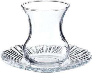 Pasabahce Türkisches Teeglas-Set Aurora, 6 Teegläser und 6 Untersetzer - Bild 1 von 2