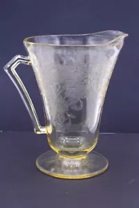 FLORENTINE POPPY #2 Yellow Pitcher HAZEL ATLAS Depression Glass Vintage - AS IS - Picture 1 of 24