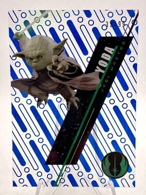 Yoda 2016 Topps Star Wars High Tek Form Pattern 1 Blue Rainbow Foil 33/99 - Image 1 of 2