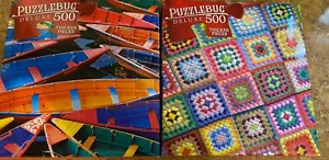 2 Puzzlebug 500 Pieces Granny Blanket & Colorful Boats Puzzle Lot New - Picture 1 of 3