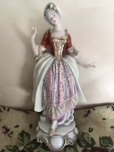 Porzellanfigur Rokoko-Dame, Gerold Tettau West Germany, 31 cm - Bild 1 von 10