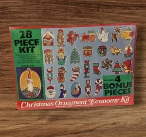 NOS EZE Form Stained Glass Christmas Ornament 28 Pieces Kit Baking Crystals Vtg - Picture 1 of 19