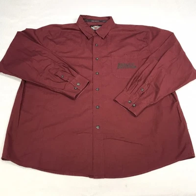 Harley Davidson Shirt Mens 2XL Maroon Button Up Heavy Cotton Long Sleeve Graphic - Image 1 of 4