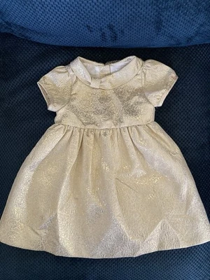 NUEVO Vestido Gymboree Bebé Niña Infantil 6-12M Dorado Metálico Fiesta Vacaciones Navidad Foto 1 de 4