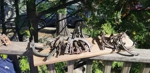 LOT OF 10 ANTIQUE  ADJUSTABLE COPPER RAIN GUTTER AND DOWNSPOUT HOLDERS SUPPORTS - Picture 1 of 22