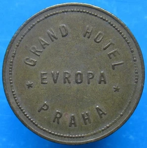 Telephone token - 4-10.1- Czech-Grand Hotel Evropa Praha -Brass-more on ebay.pl - Picture 1 of 2